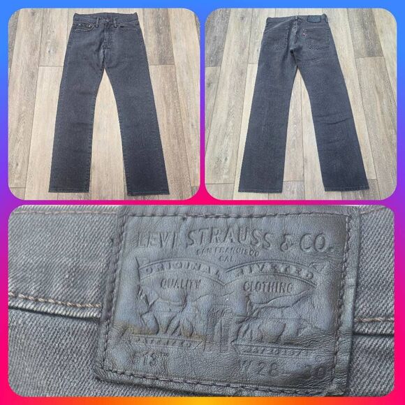 Levi's Strauss black slim straight denim men's jeans 28x30 - Picture 1 of 14